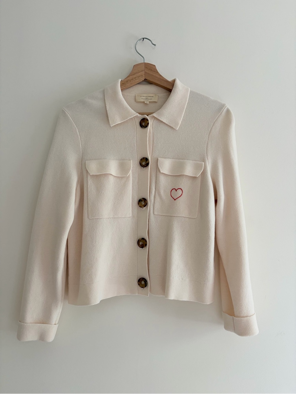 Sezane // Betty Cardigan Ecru Merino Wool - Picture 3 of 7